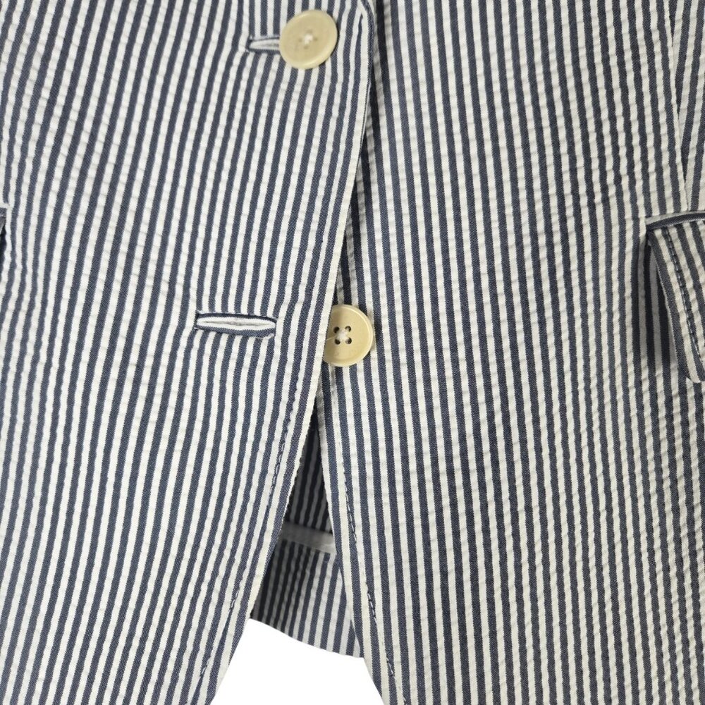 Classic Calvin Klein Blue White Seersucker Jacket 6 Lightweight Pockets Like New - Picture 2 of 12
